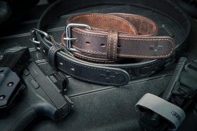 Black and Brown Leather Gun Belts by HACKETT