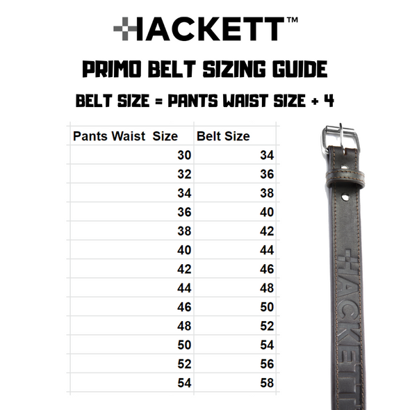 HACKETT Primo Leather Gun Belt Size Chart